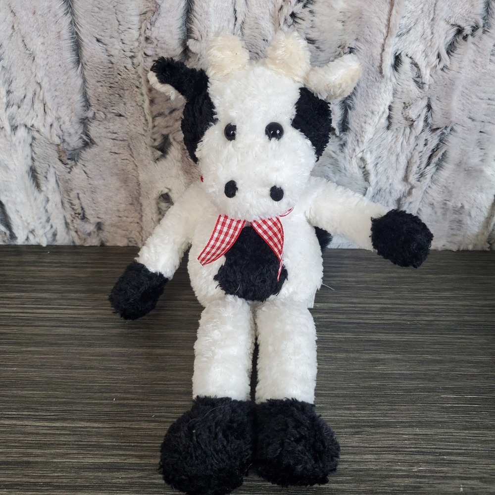Animal Adventure Cow Plush W/ Red Gingham‎ Bow 11" Stuffed Animal Toy